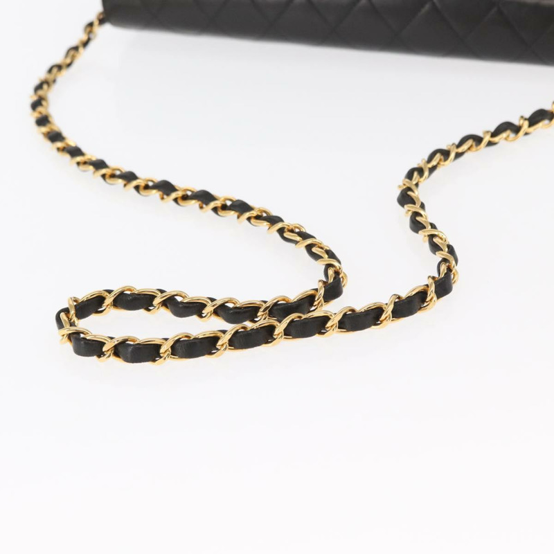 【日本直送】香奈兒 Matelasse 25 鏈條肩背包，羊皮材質，黑色，金色雙C標誌，正品編號 148589SM-6