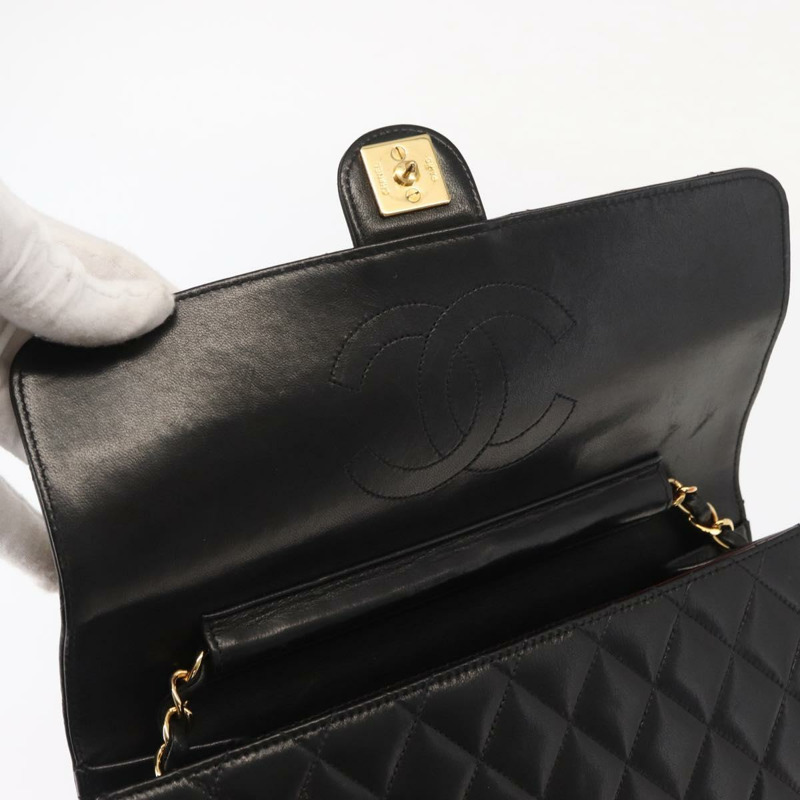 【日本直送】香奈兒 Matelasse 25 鏈條肩背包，羊皮材質，黑色，金色雙C標誌，正品編號 148589SM-7
