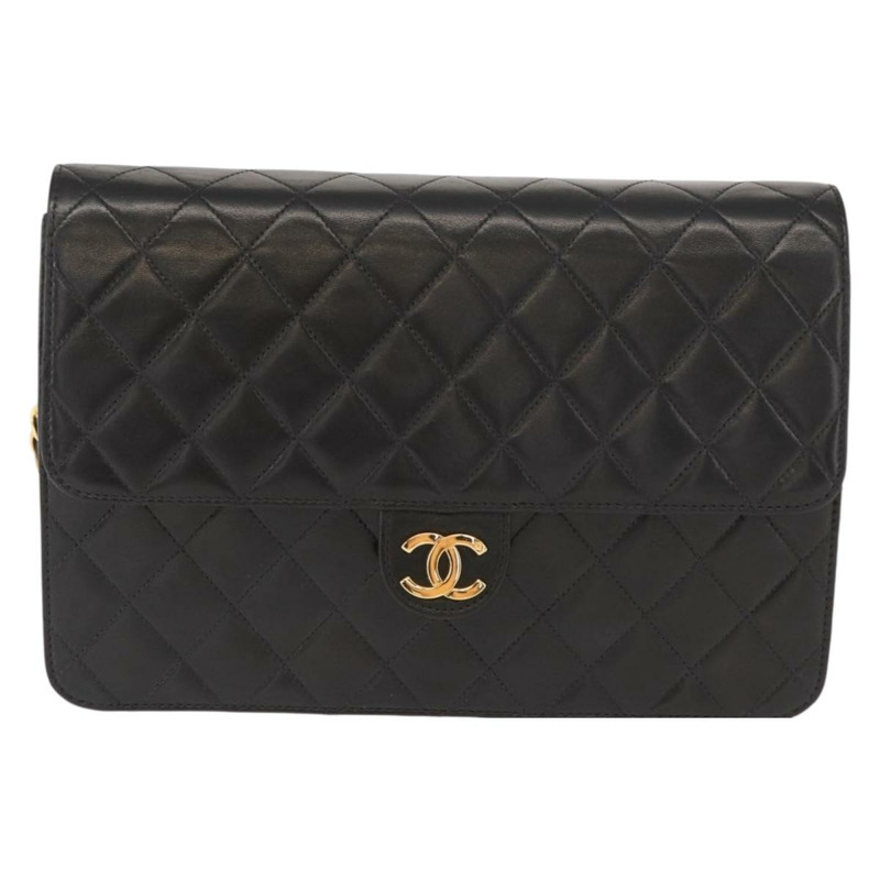 【日本直送】香奈兒 Matelasse 25 鏈條肩背包，羊皮材質，黑色，金色雙C標誌，正品編號 148589SM-12