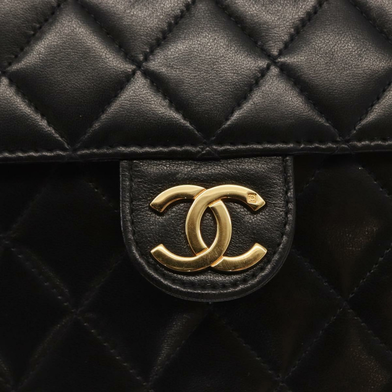 【日本直送】香奈兒 Matelasse 25 鏈條肩背包，羊皮材質，黑色，金色雙C標誌，正品編號 148589SM-18
