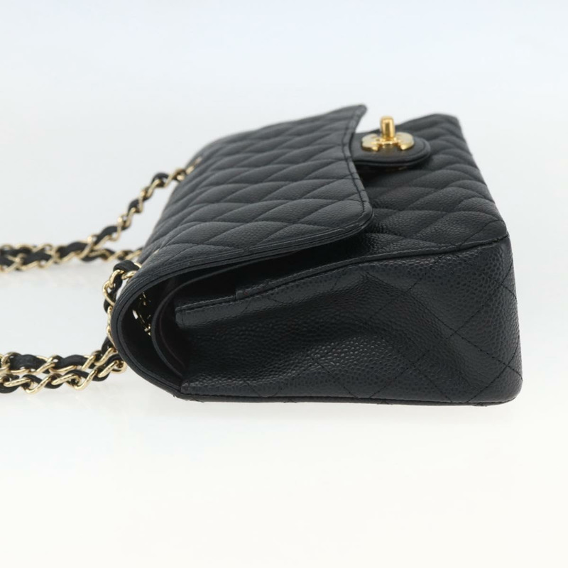 【日本直送】香奈兒 Matelasse 25 鏈條包，魚子醬紋皮革，黑色，金色雙C標誌，正品編號 151822SM-2