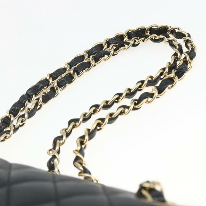 【日本直送】香奈兒 Matelasse 25 鏈條包，魚子醬紋皮革，黑色，金色雙C標誌，正品編號 151822SM-13