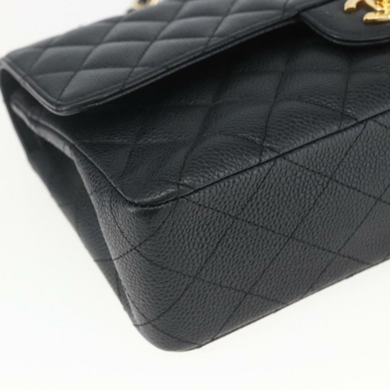 【日本直送】香奈兒 Matelasse 25 鏈條包，魚子醬紋皮革，黑色，金色雙C標誌，正品編號 151822SM-14