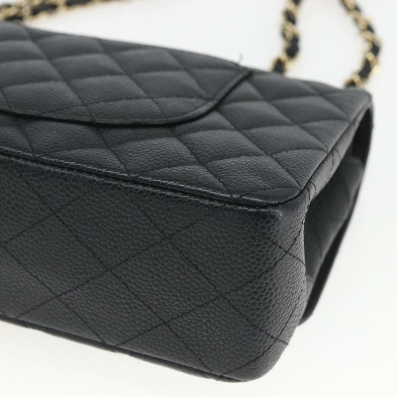 【日本直送】香奈兒 Matelasse 25 鏈條包，魚子醬紋皮革，黑色，金色雙C標誌，正品編號 151822SM-15
