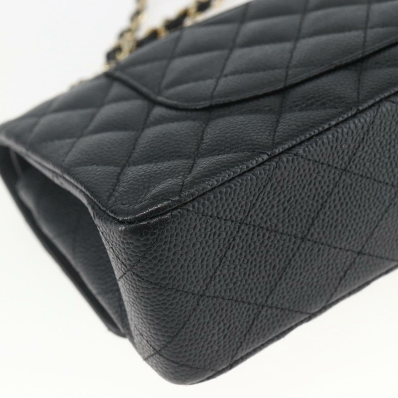 【日本直送】香奈兒 Matelasse 25 鏈條包，魚子醬紋皮革，黑色，金色雙C標誌，正品編號 151822SM-16