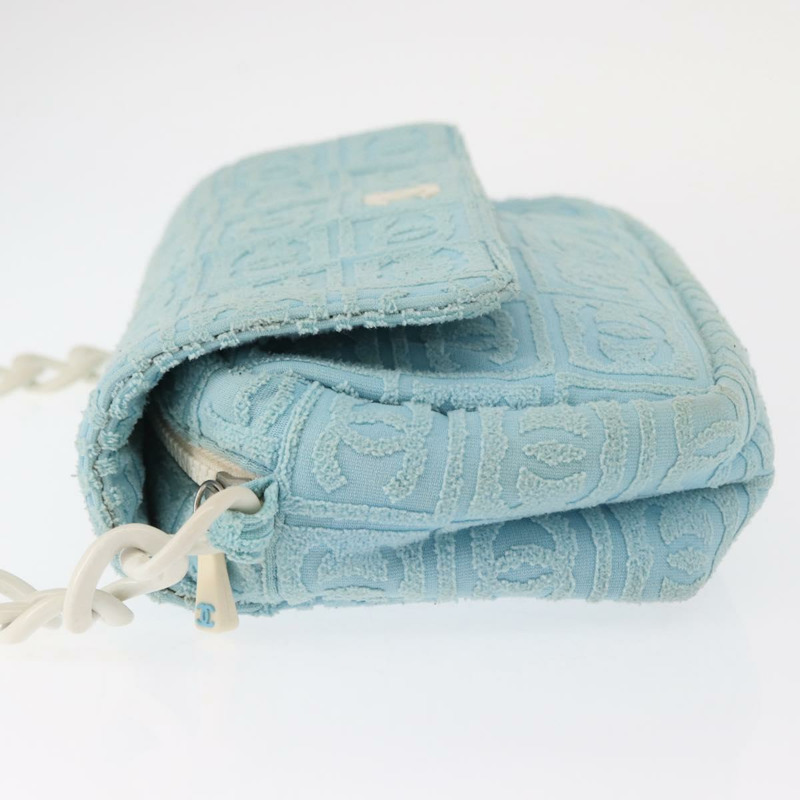 【日本直送】香奈兒塑膠鏈條單肩包，淺藍色，銀色雙C標誌，正品編號158681V-3