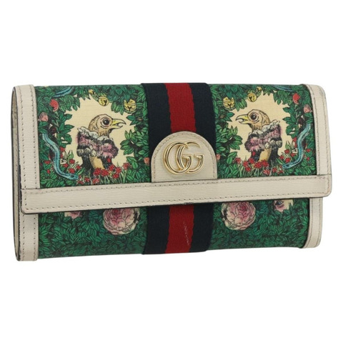 GUCCI GG Marmont Sherry 系列 Yuko Higuchi 錢包 PVC 綠色 523153 正品 158662SAM