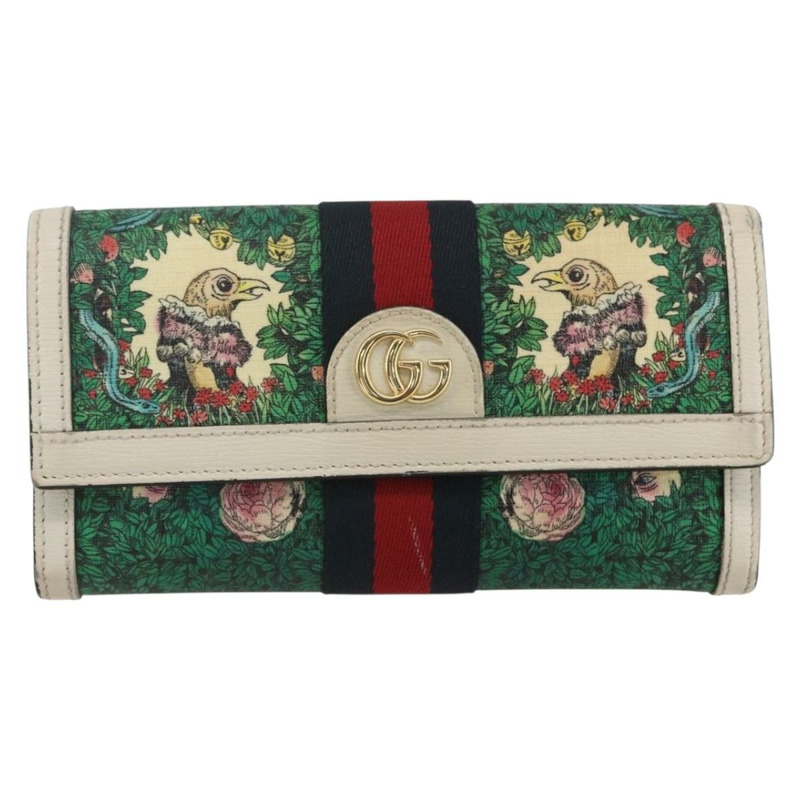【日本直送】GUCCI GG Marmont Sherry 系列 Yuko Higuchi 錢包 PVC 綠色 523153 正品 158662SAM-12