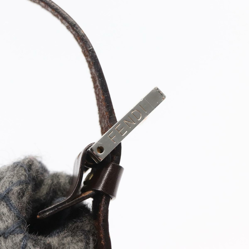 【日本直送】FENDI Floral Mamma Baguette 單肩包，毛氈材質，灰色/銀色，正品編號 157450SM-17