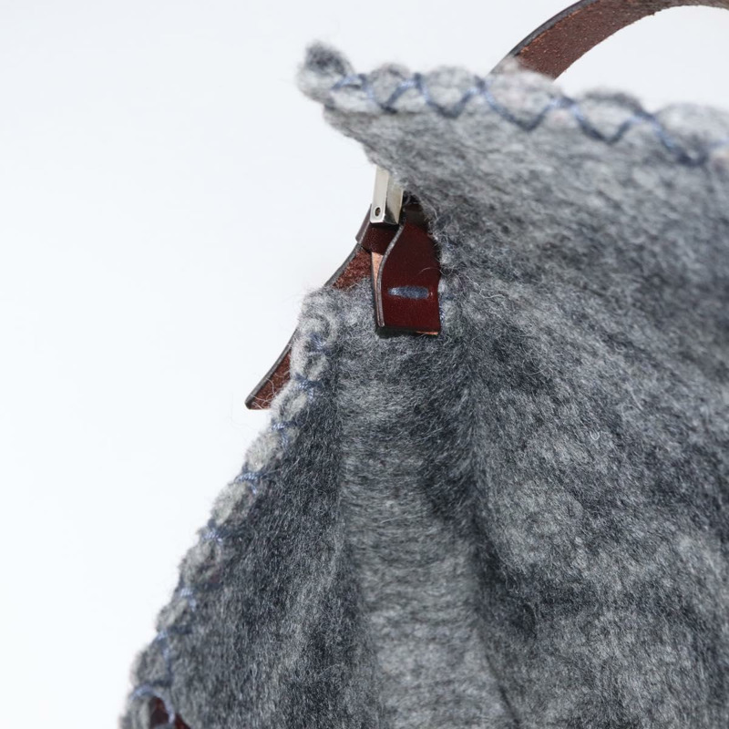 【日本直送】FENDI Floral Mamma Baguette 單肩包，毛氈材質，灰色/銀色，正品編號 157450SM-22