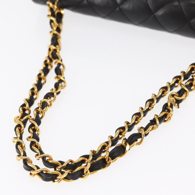 【日本直送】香奈兒 Matelasse 23 鏈條肩背包，羊皮材質，黑色，金色雙C標誌，正品編號 158930SAV-6