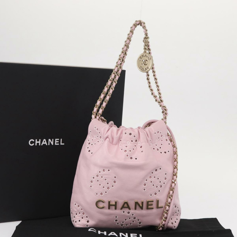 【日本直送】香奈兒 (CHANEL) 鏈條 Chanel 22 迷你肩包 小牛皮 2way 粉紅色 CC Auth 158931SM-11