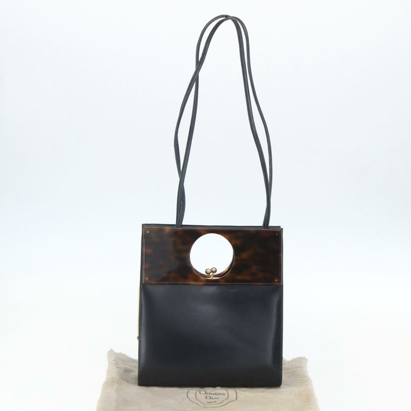 【日本直送】Christian Dior 皮革手提包 2way 黑色金色 Auth 151767V-11
