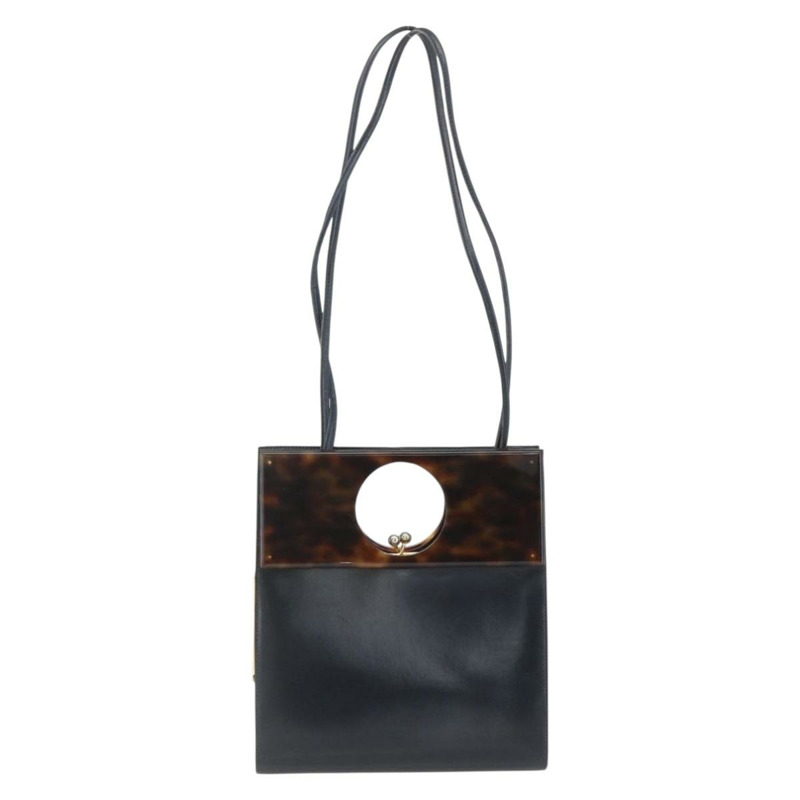 【日本直送】Christian Dior 皮革手提包 2way 黑色金色 Auth 151767V-12