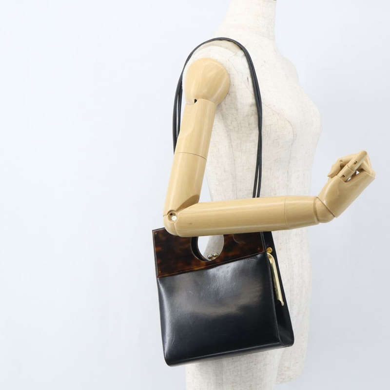 【日本直送】Christian Dior 皮革手提包 2way 黑色金色 Auth 151767V-21