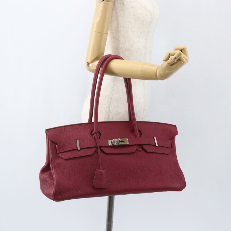 【日本直送】愛馬仕 Birkin 45 肩背包，波爾多紅銀色皮革，正品，貨號 151820SM-33