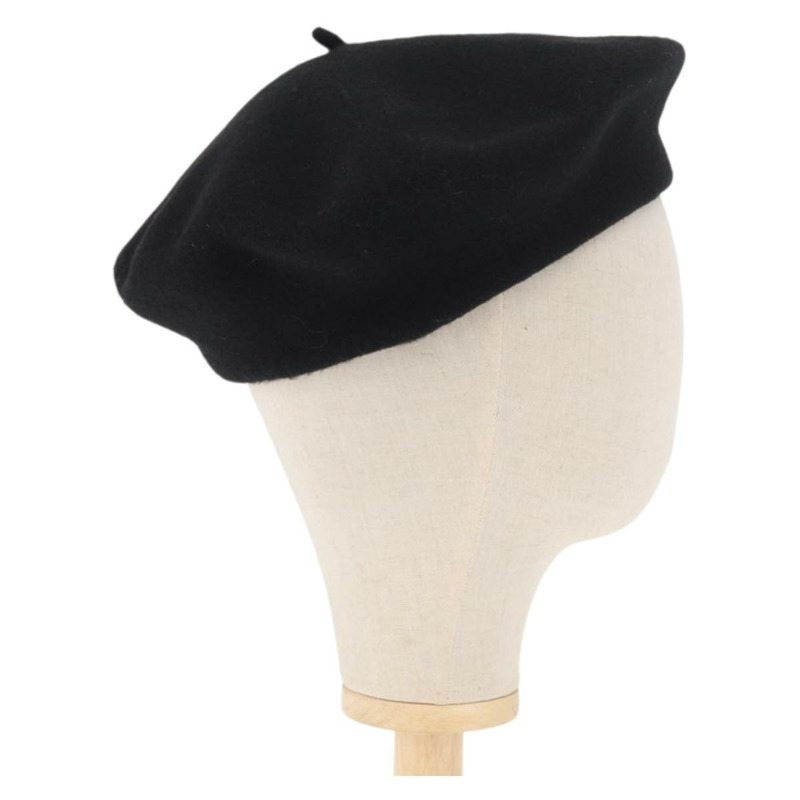【日本直送】香奈兒 1998 COCO Mark 貝雷帽 羊毛 黑色 CC 標誌 正品 157877SM-3