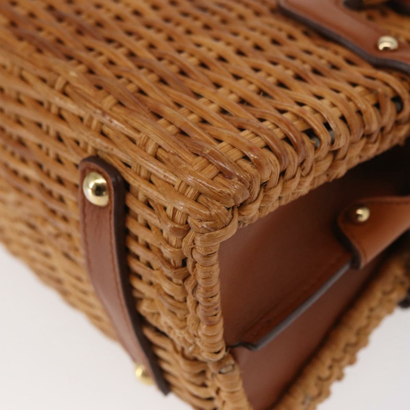 【日本直送】Salvatore Ferragamo Gancini 手提包 藤編 米色 金色 正品 157646SAV-15