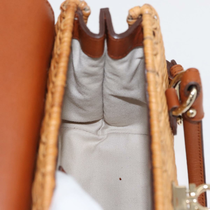 【日本直送】Salvatore Ferragamo Gancini 手提包 藤編 米色 金色 正品 157646SAV-18