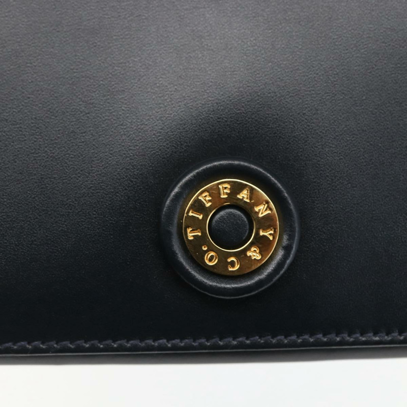 【日本直送】蒂芬妮 (TIFFANY&Co.) 手提包，黑色皮革，金色，正品，貨號 157792V-16