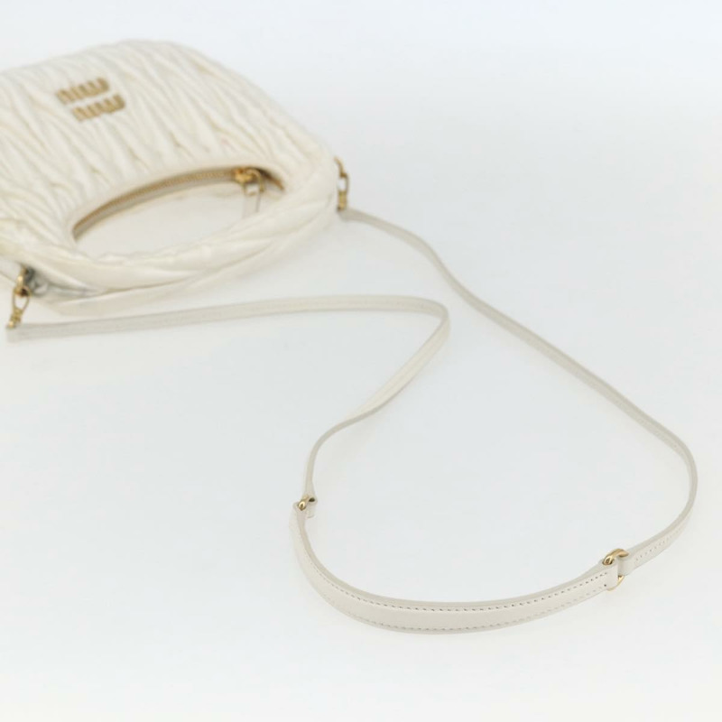 【日本直送】Miu Miu Matelasse 手提包，緞面材質，兩用，白色金色，正品，貨號 158666SAM-7