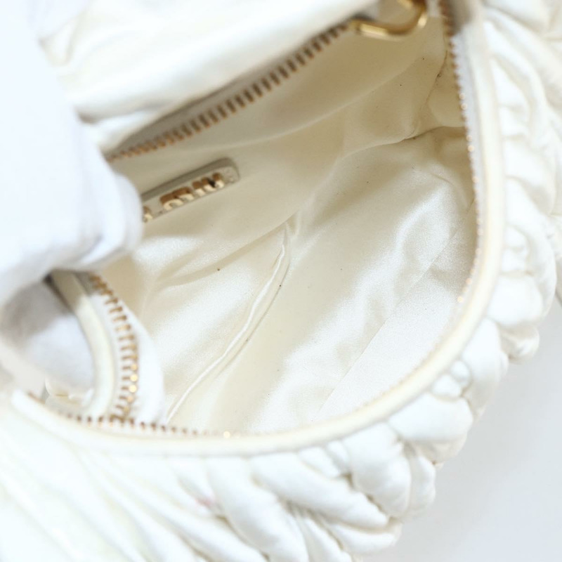 【日本直送】Miu Miu Matelasse 手提包，緞面材質，兩用，白色金色，正品，貨號 158666SAM-10