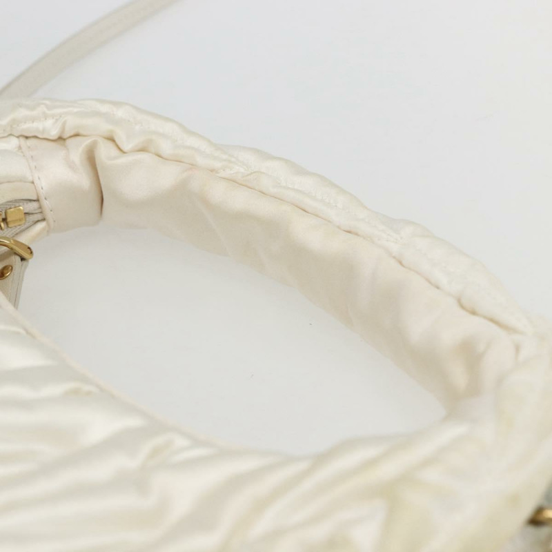 【日本直送】Miu Miu Matelasse 手提包，緞面材質，兩用，白色金色，正品，貨號 158666SAM-13