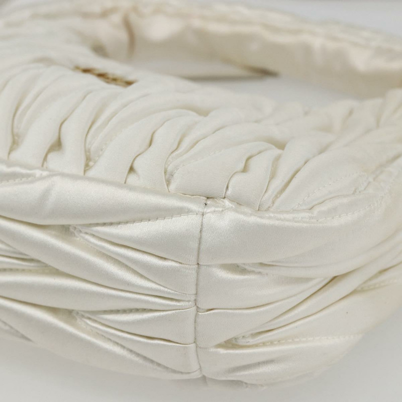 【日本直送】Miu Miu Matelasse 手提包，緞面材質，兩用，白色金色，正品，貨號 158666SAM-15
