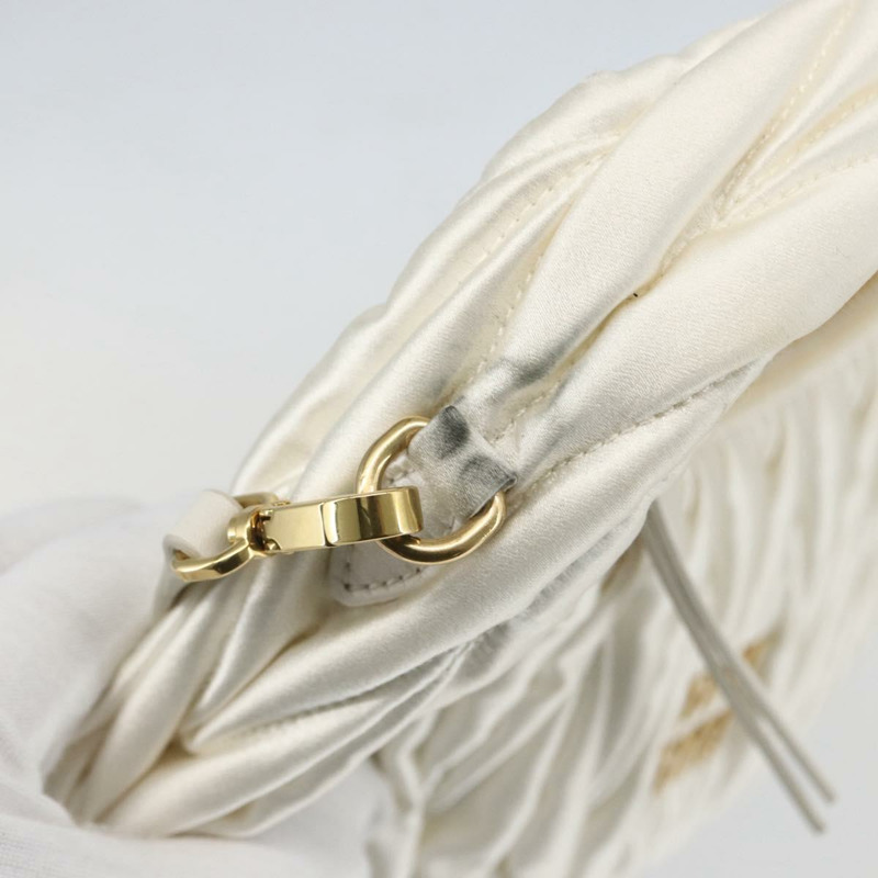 【日本直送】Miu Miu Matelasse 手提包，緞面材質，兩用，白色金色，正品，貨號 158666SAM-21