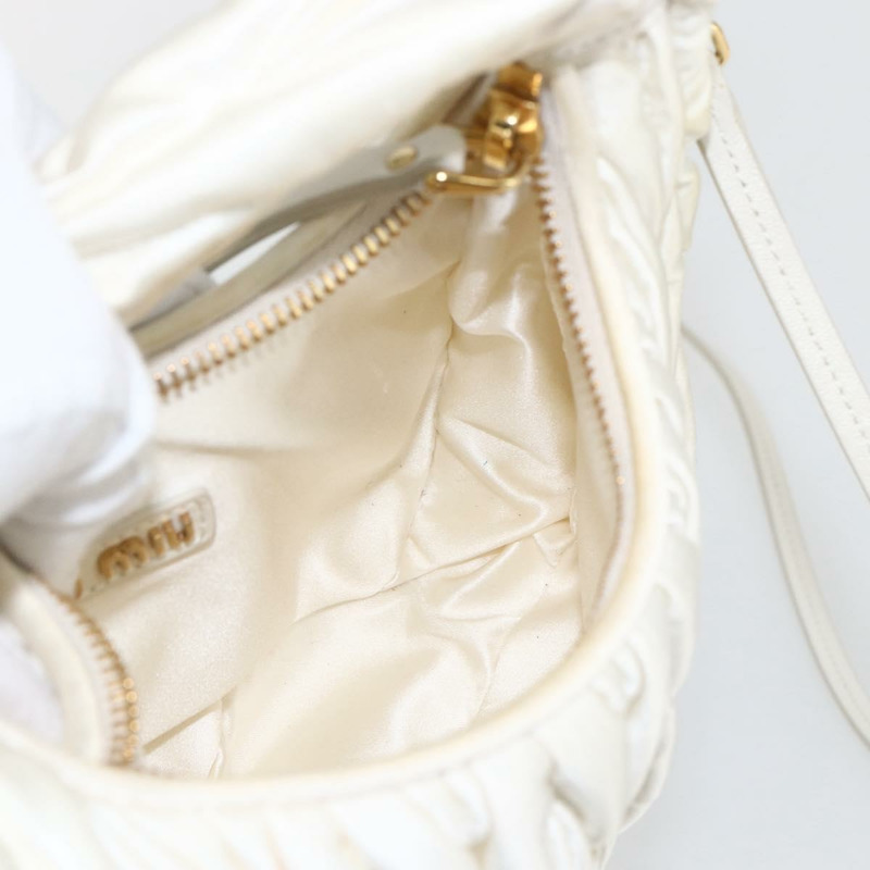 【日本直送】Miu Miu Matelasse 手提包，緞面材質，兩用，白色金色，正品，貨號 158666SAM-23