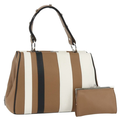 PRADA Baiadera 單肩包，棕色銀色皮革，正品，貨號 158889SAV