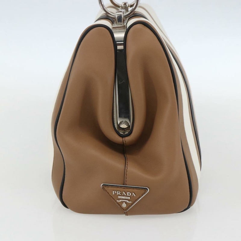 【日本直送】PRADA Baiadera 單肩包，棕色銀色皮革，正品，貨號 158889SAV-2