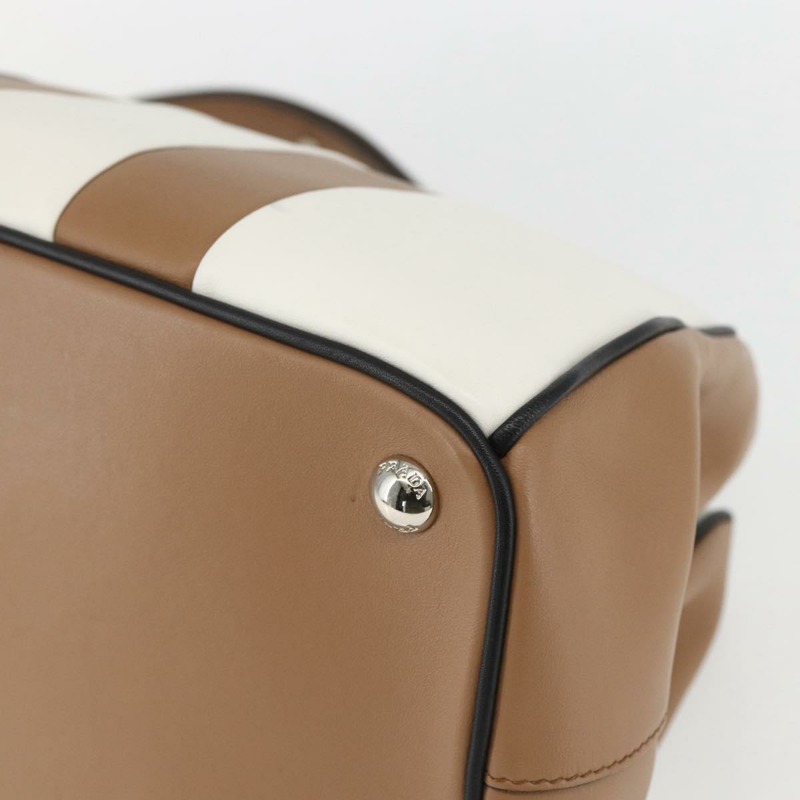 【日本直送】PRADA Baiadera 單肩包，棕色銀色皮革，正品，貨號 158889SAV-7