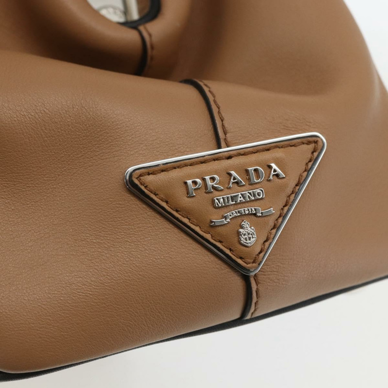 【日本直送】PRADA Baiadera 單肩包，棕色銀色皮革，正品，貨號 158889SAV-17