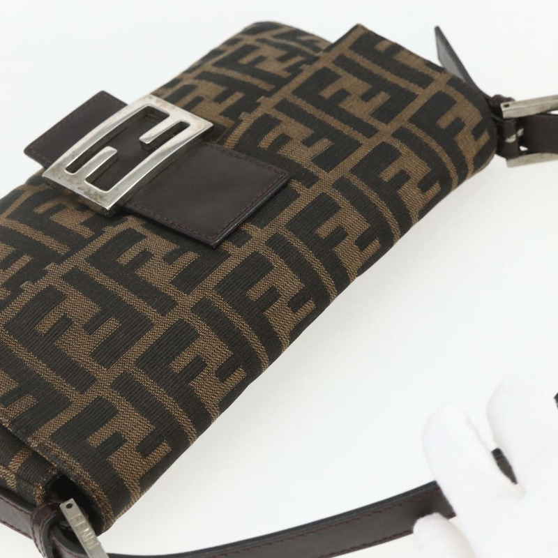 【日本直送】FENDI Zucca帆布Mamma Baguette單肩包 黑色棕色 正品 158887SM-5
