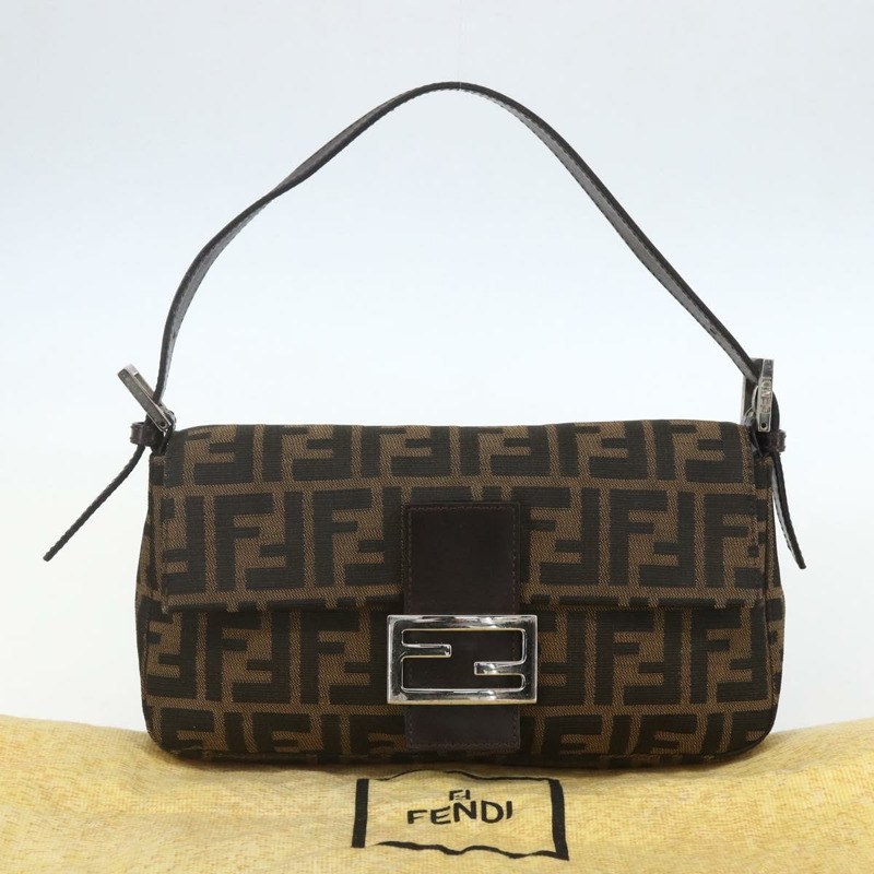【日本直送】FENDI Zucca帆布Mamma Baguette單肩包 黑色棕色 正品 158887SM-11