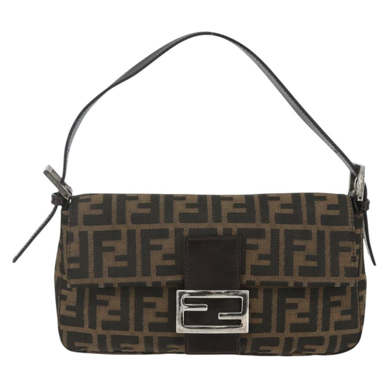 【日本直送】FENDI Zucca帆布Mamma Baguette單肩包 黑色棕色 正品 158887SM-12