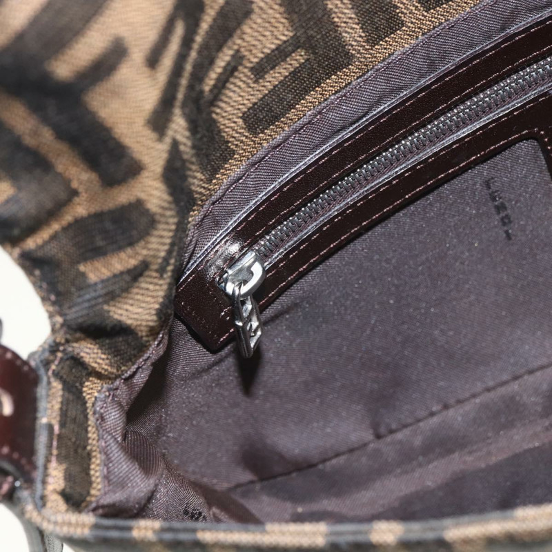 【日本直送】FENDI Zucca帆布Mamma Baguette單肩包 黑色棕色 正品 158887SM-18