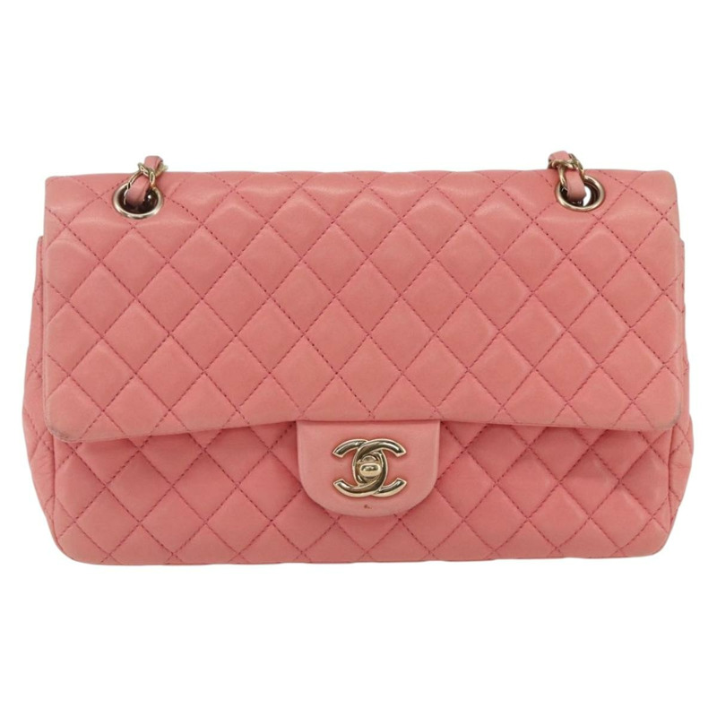 【日本直送】香奈兒 Matelasse 25 鏈條肩背包，羊皮材質，粉紅金色雙C標誌，正品編號 158928SAV-12