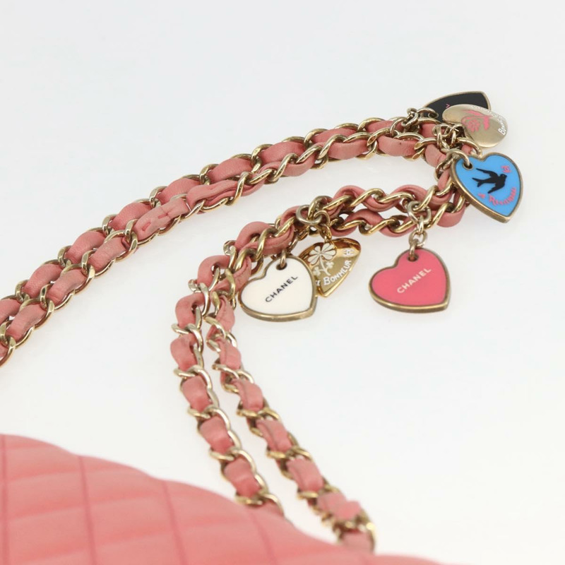 【日本直送】香奈兒 Matelasse 25 鏈條肩背包，羊皮材質，粉紅金色雙C標誌，正品編號 158928SAV-13