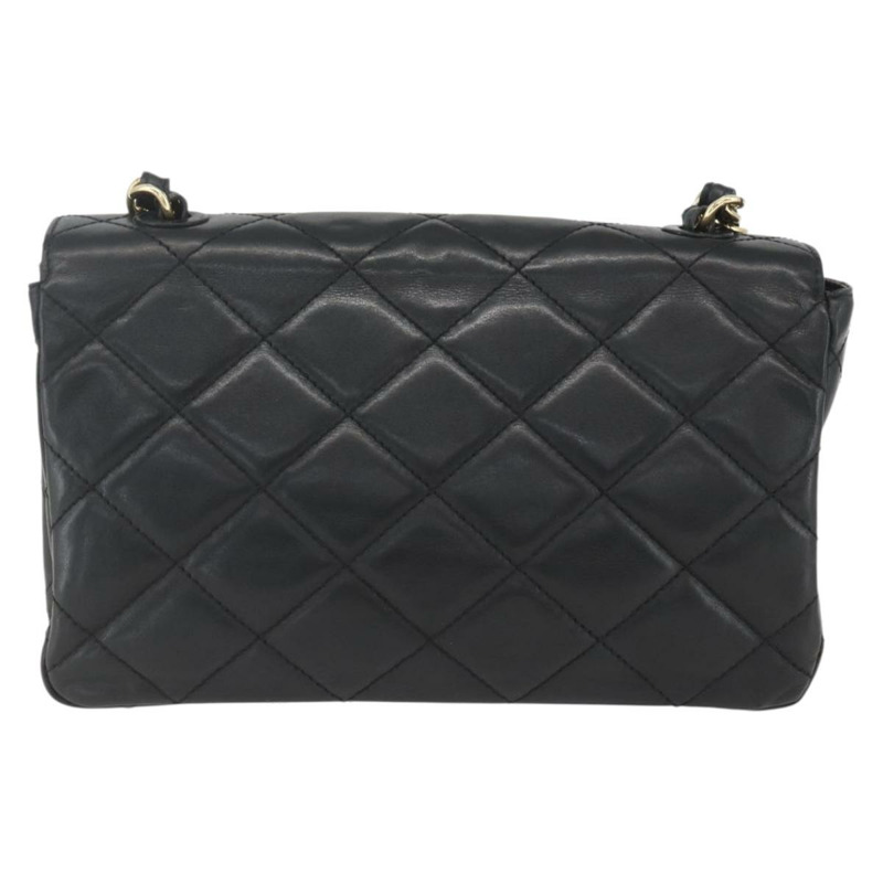 【日本直送】香奈兒 Matelasse 25 鏈條肩背包，羊皮材質，黑色，金色雙C標誌，正品編號 158905SAM-1