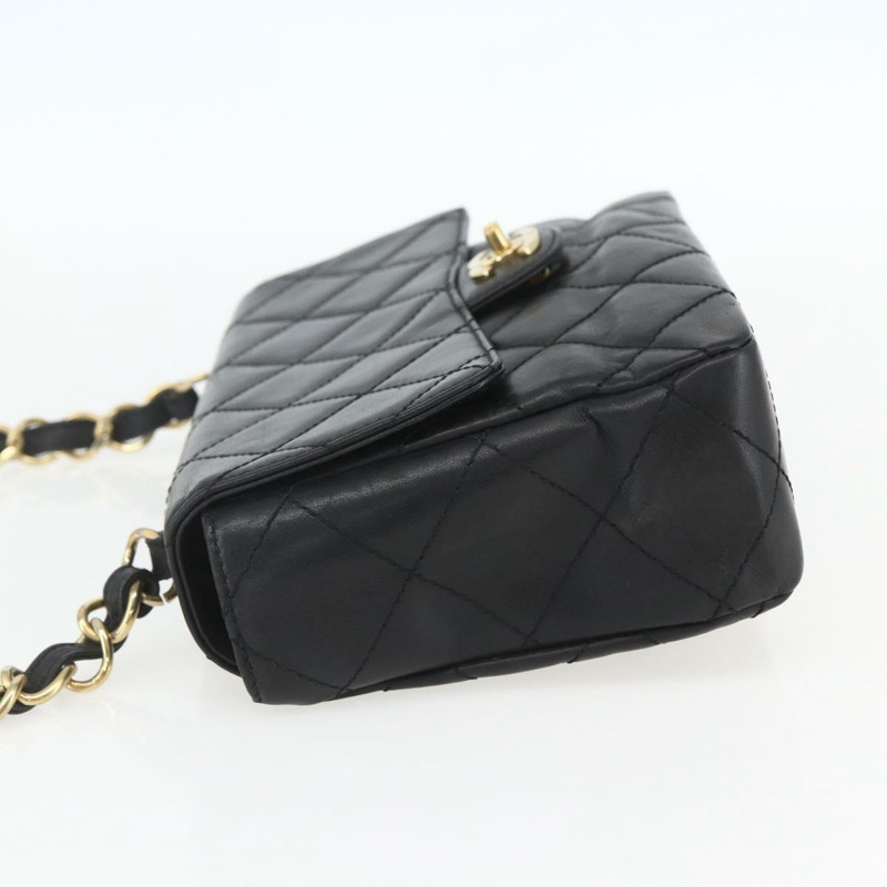 【日本直送】香奈兒 Matelasse 25 鏈條肩背包，羊皮材質，黑色，金色雙C標誌，正品編號 158905SAM-2