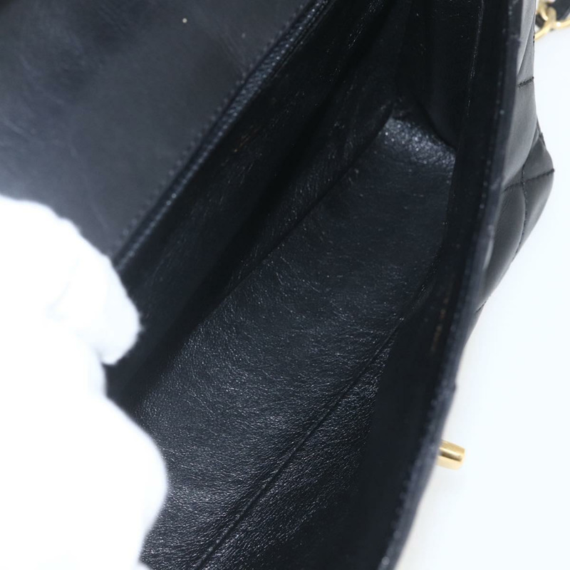 【日本直送】香奈兒 Matelasse 25 鏈條肩背包，羊皮材質，黑色，金色雙C標誌，正品編號 158905SAM-9