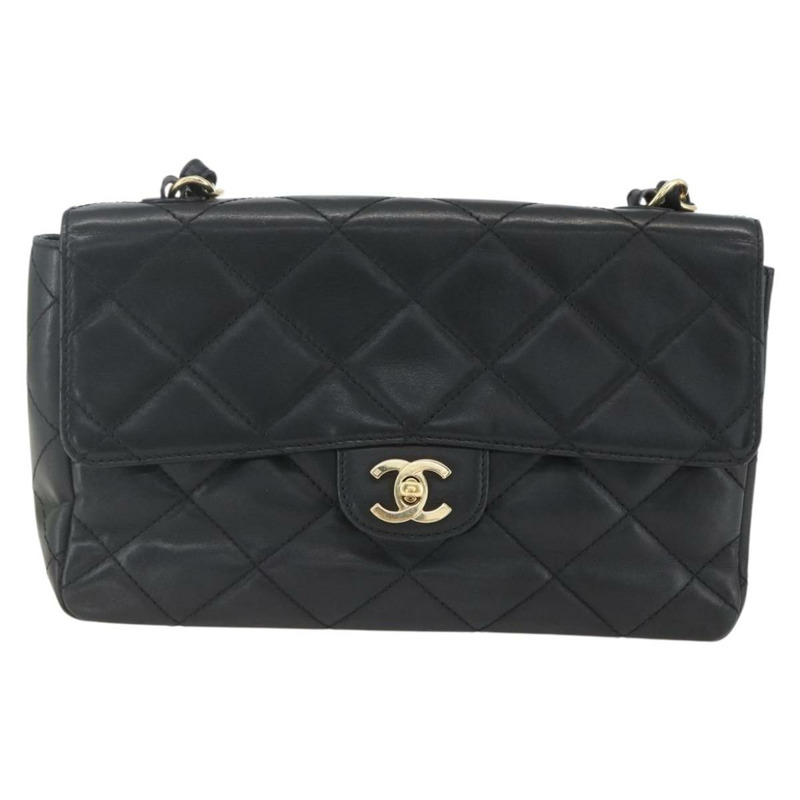 【日本直送】香奈兒 Matelasse 25 鏈條肩背包，羊皮材質，黑色，金色雙C標誌，正品編號 158905SAM-12