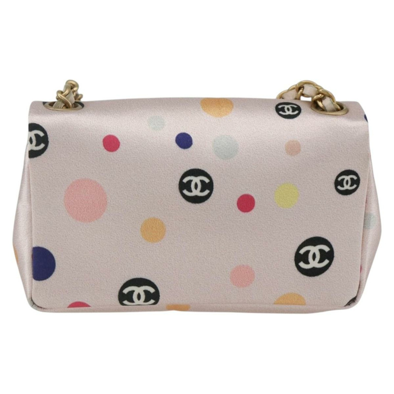 【日本直送】香奈兒 (CHANEL) 緞麵粉紅金色雙C標誌鏈條單背包 Auth 158926SAM-1