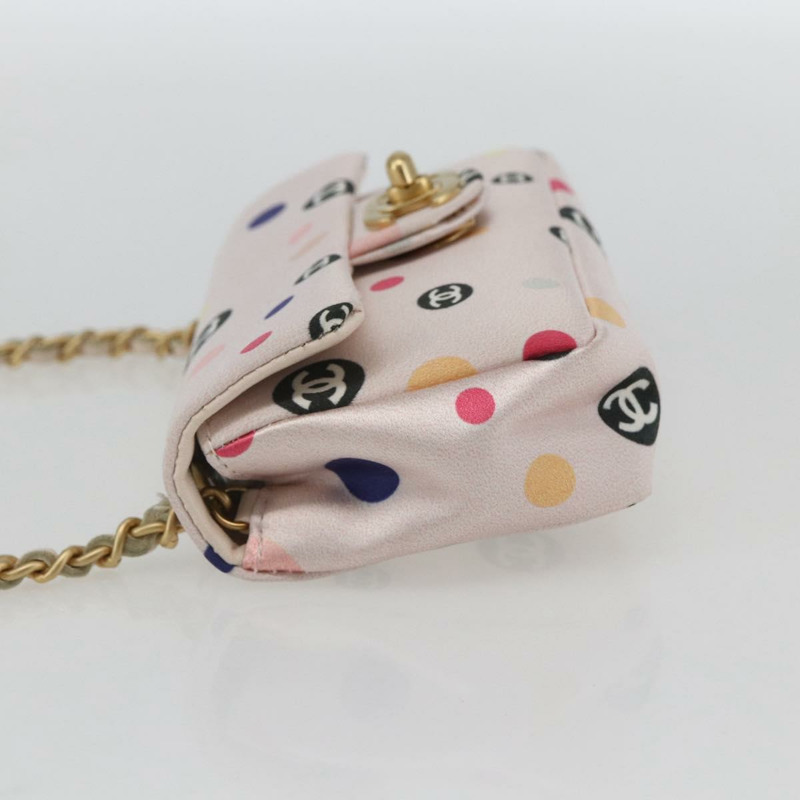 【日本直送】香奈兒 (CHANEL) 緞麵粉紅金色雙C標誌鏈條單背包 Auth 158926SAM-2