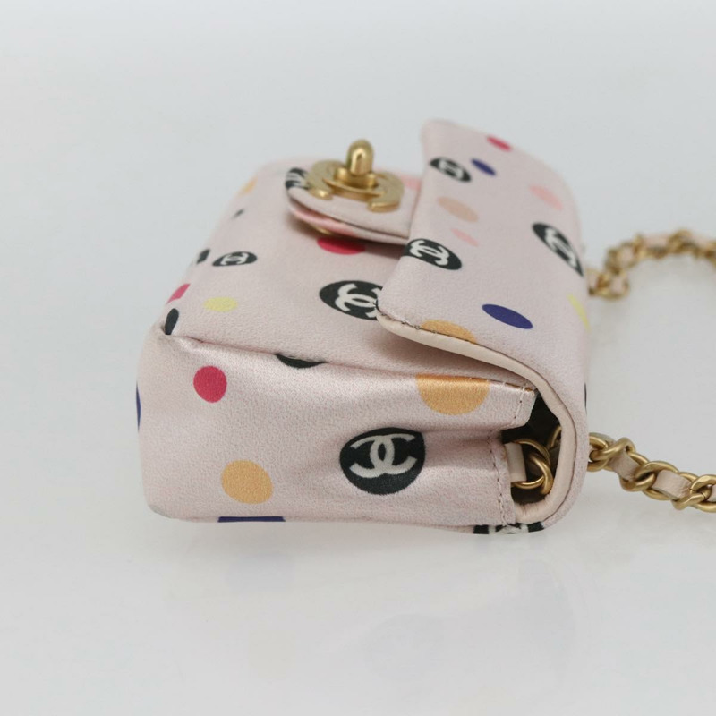 【日本直送】香奈兒 (CHANEL) 緞麵粉紅金色雙C標誌鏈條單背包 Auth 158926SAM-3