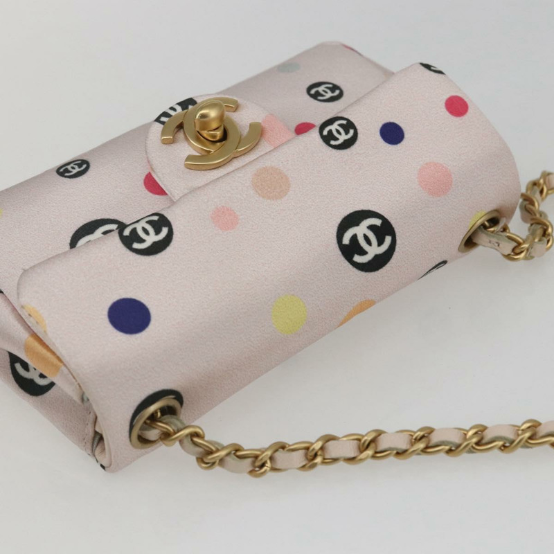 【日本直送】香奈兒 (CHANEL) 緞麵粉紅金色雙C標誌鏈條單背包 Auth 158926SAM-5