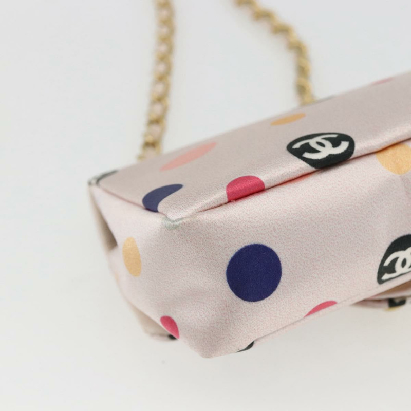 【日本直送】香奈兒 (CHANEL) 緞麵粉紅金色雙C標誌鏈條單背包 Auth 158926SAM-15