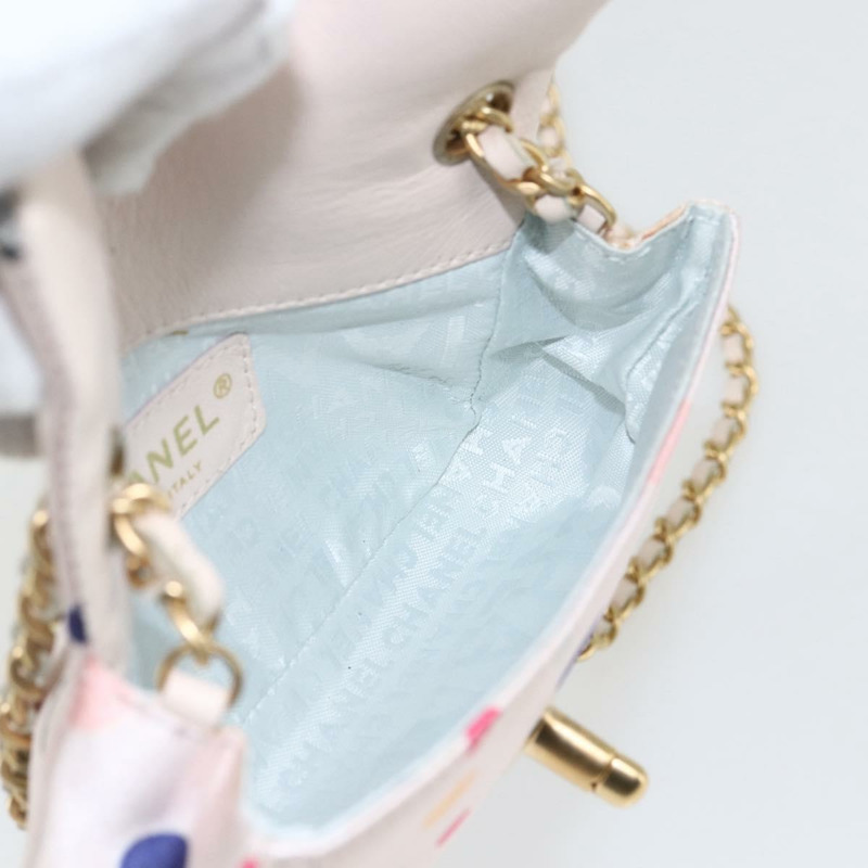 【日本直送】香奈兒 (CHANEL) 緞麵粉紅金色雙C標誌鏈條單背包 Auth 158926SAM-17